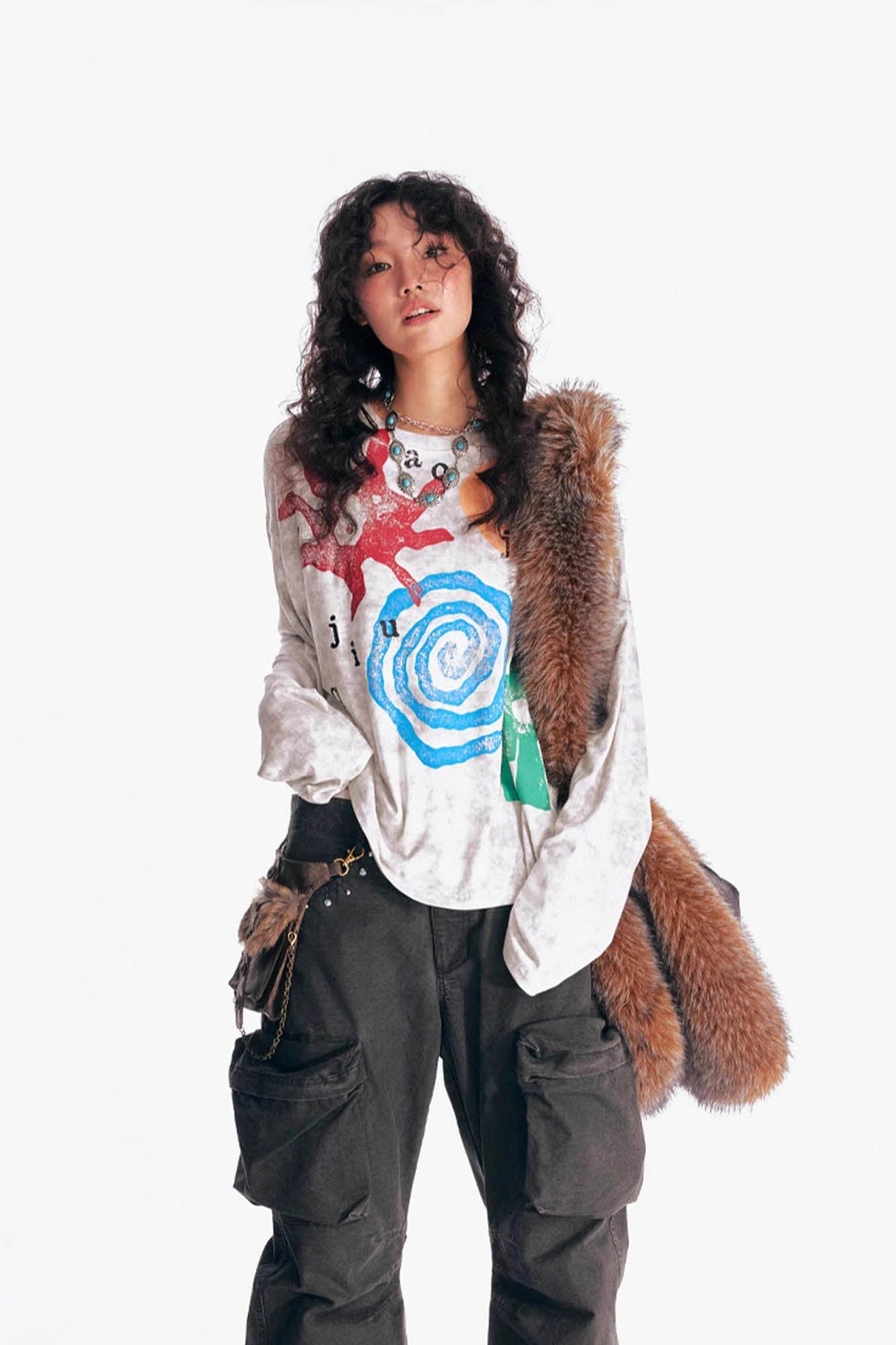 Washed Tribal Graphic Long Sleeve Tee - Notkicks