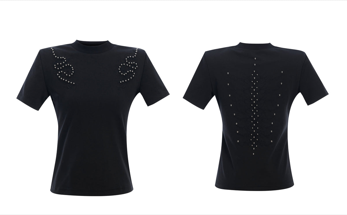 Spine Crystal Grey Fitted Tee - Notkicks