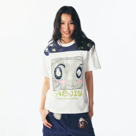 Star Shoulder Graphic Cotton Tee - Notkicks