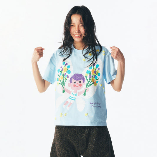 Pastel Butterfly Graphic Cotton Tee - Notkicks