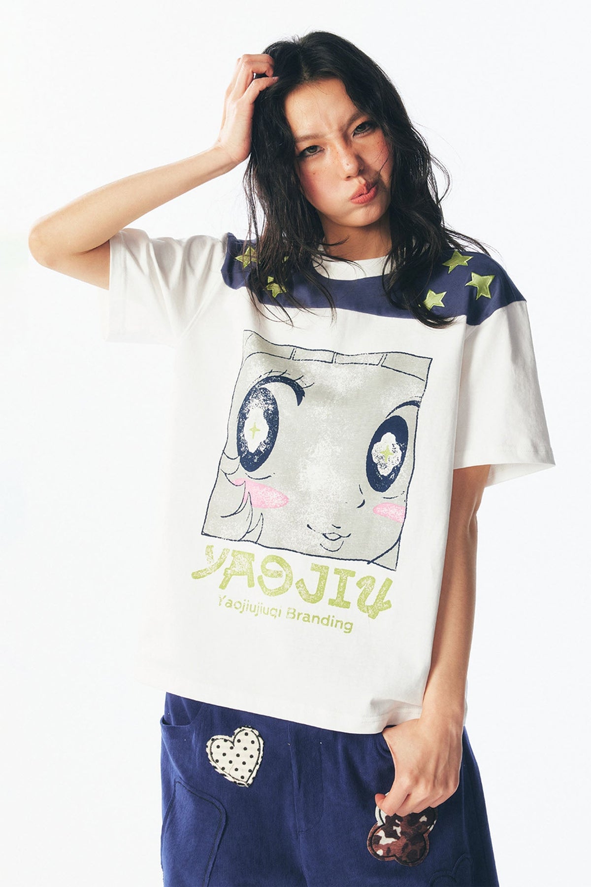 Star Shoulder Graphic Cotton Tee - Notkicks