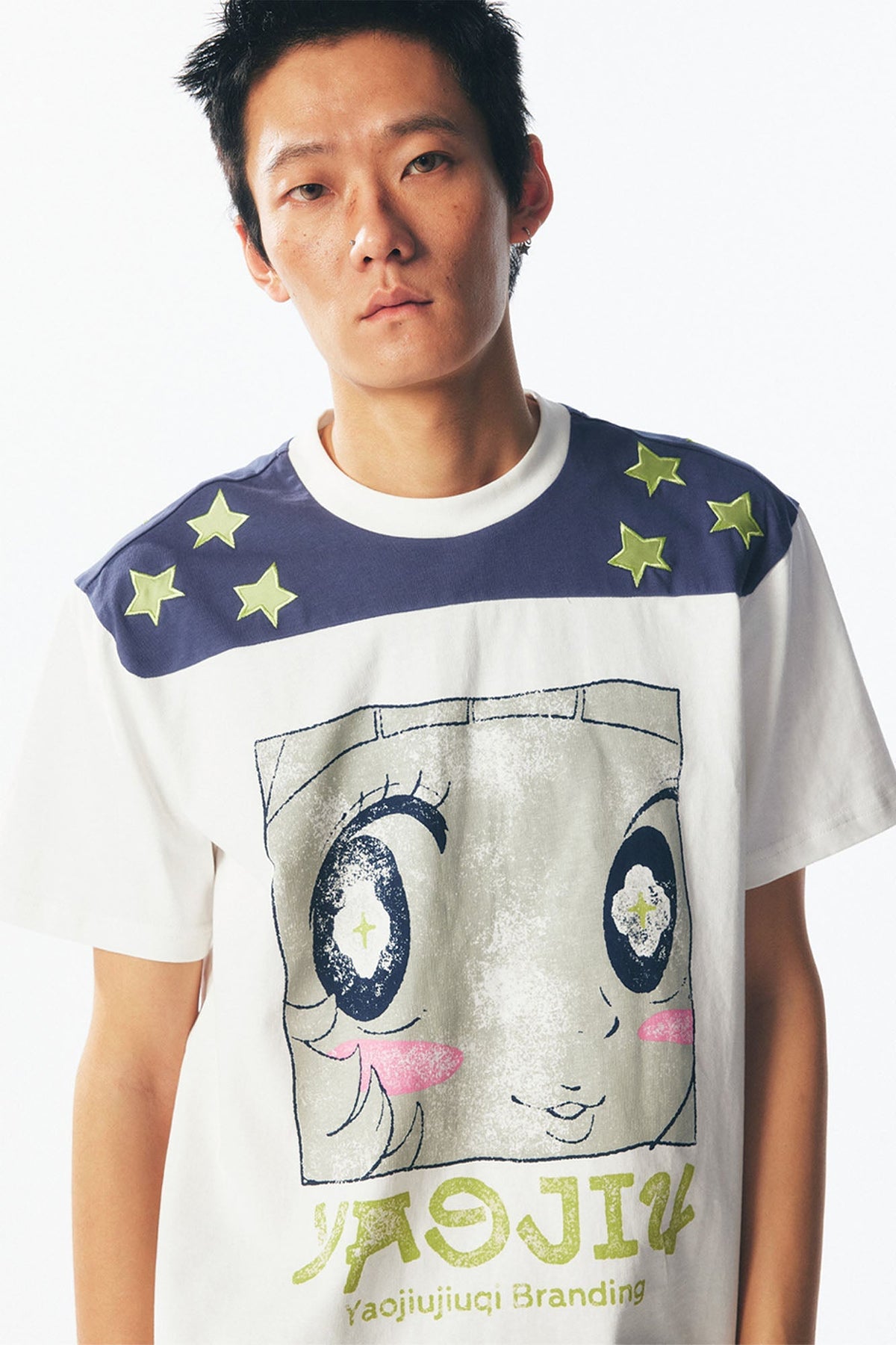 Star Shoulder Graphic Cotton Tee - Notkicks