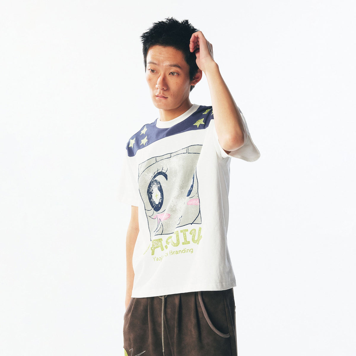 Star Shoulder Graphic Cotton Tee - Notkicks