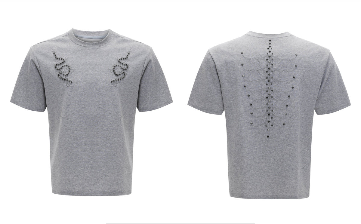 Spine Crystal Grey Fitted Tee - Notkicks