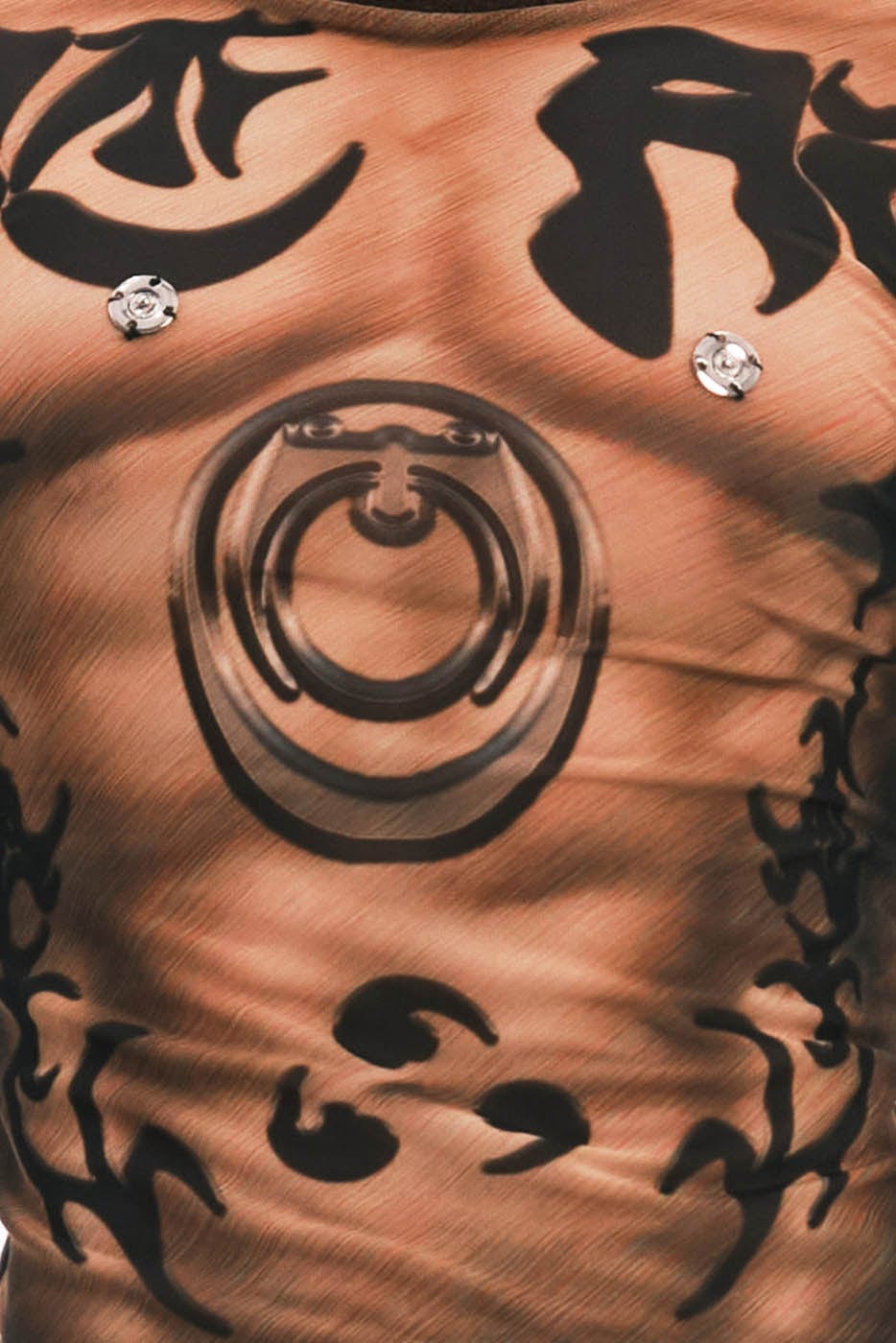 EMBRYO Tattoo-Illusion Sheer Mesh Long-Sleeve Top - Notkicks