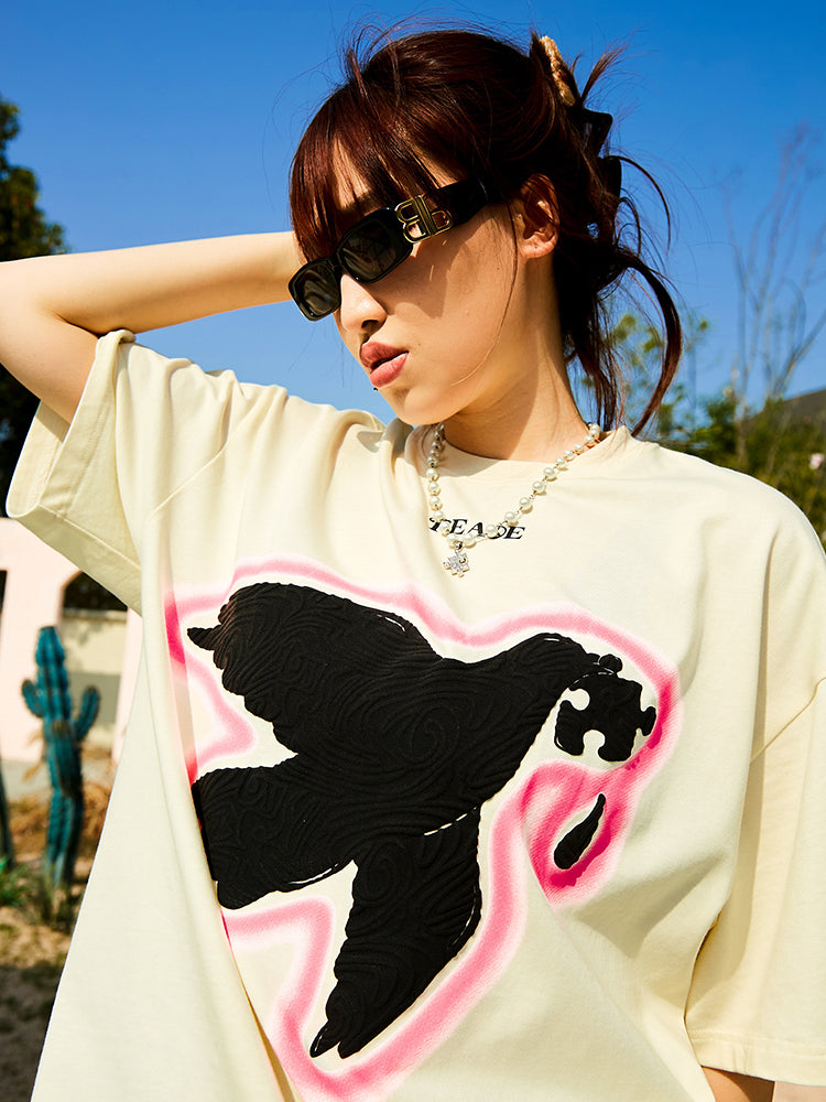 Serene Dove Suede-Finish Foam-Print T-Shirt - Notkicks