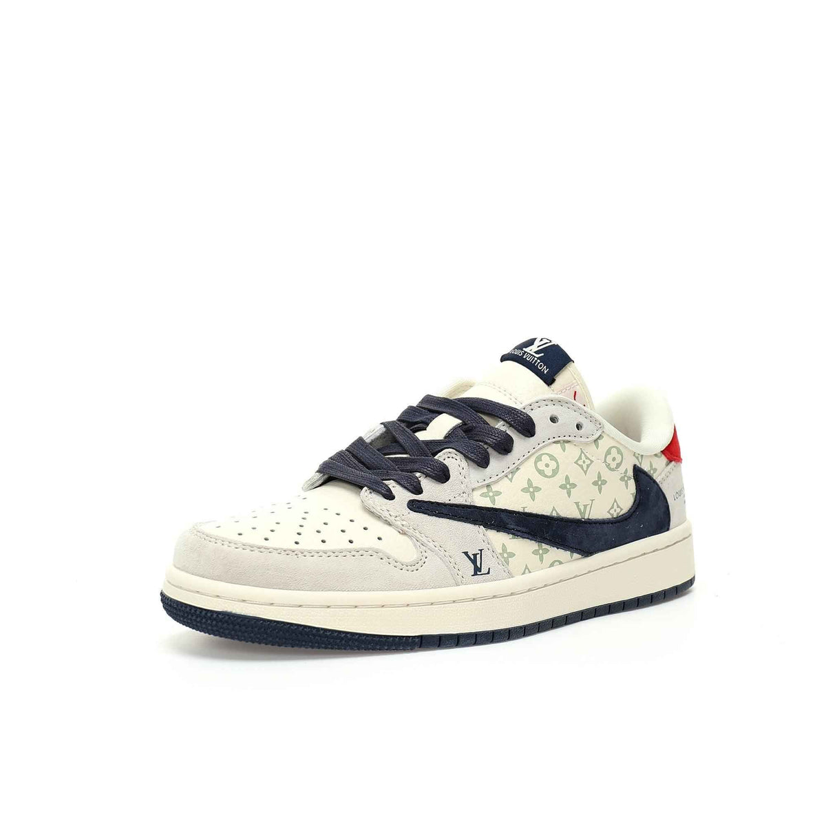 Custom Air Jordan 1 Low OG SP"Beige/Navy LV Monogram SneakerNational
