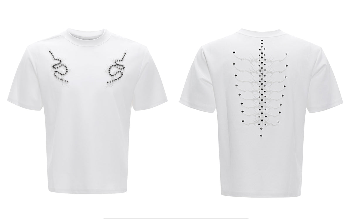 Spine Crystal Grey Fitted Tee - Notkicks