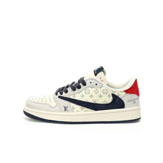 Custom Air Jordan 1 Low OG SP"Beige/Navy LV Monogram SneakerNational