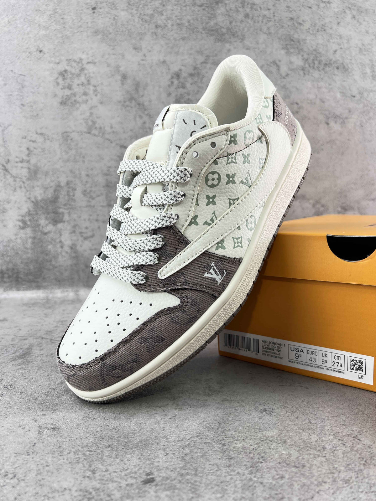 Custom Travis Scott x LV x Air Jordan 1 Low SJ2068 105 SneakerNational