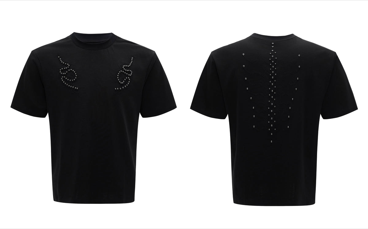 Spine Crystal Grey Fitted Tee - Notkicks