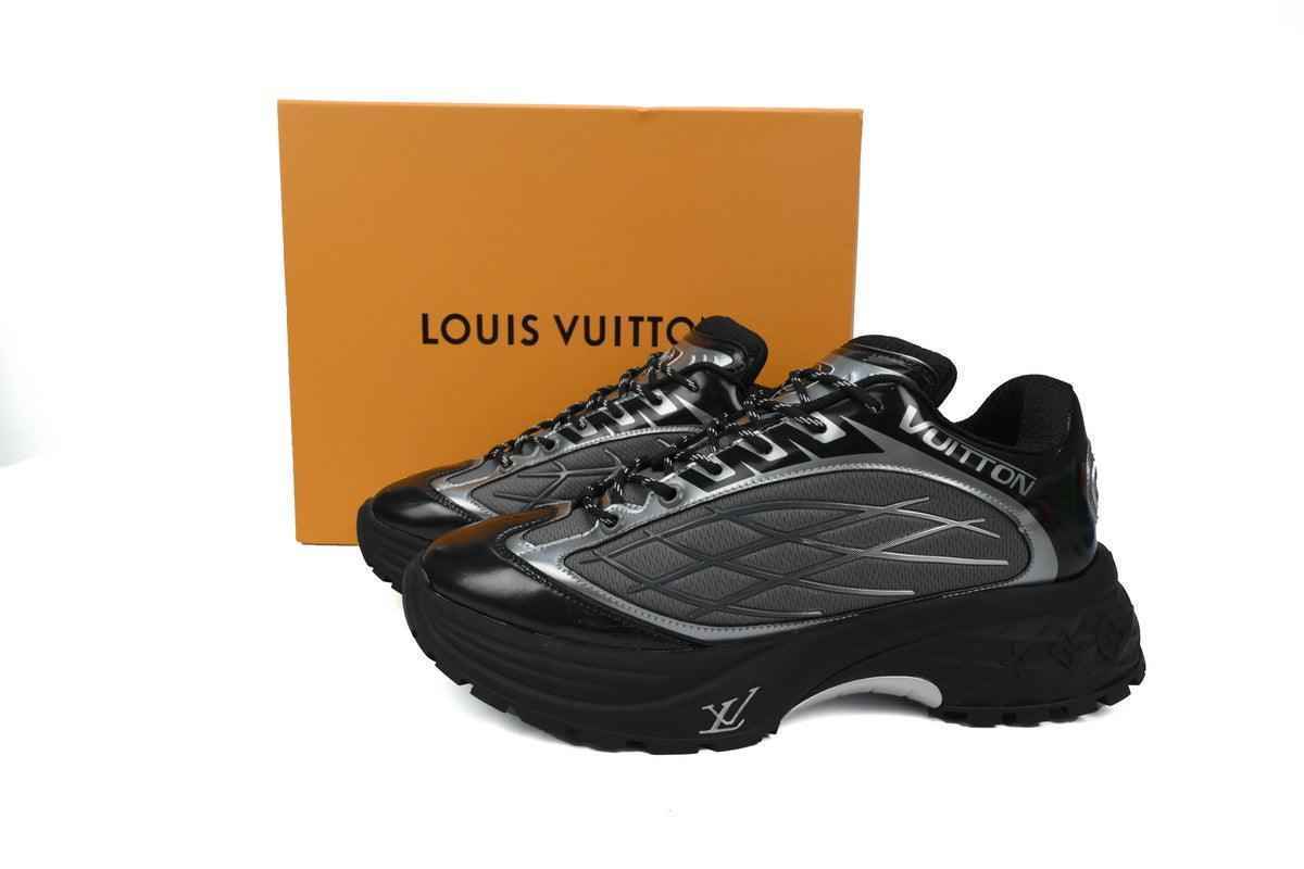 Custom LV Discovery Lace Up Black and White Silver