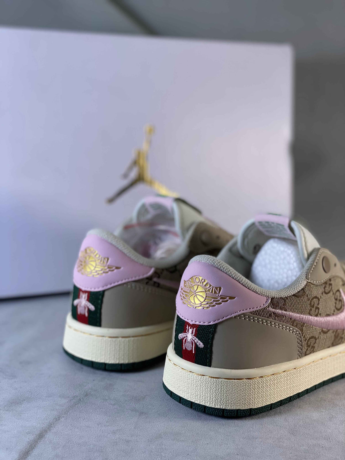 Custom GG x Air Jordan 1 Retro Low Slip AJ1 AV3918-398 SneakerNational
