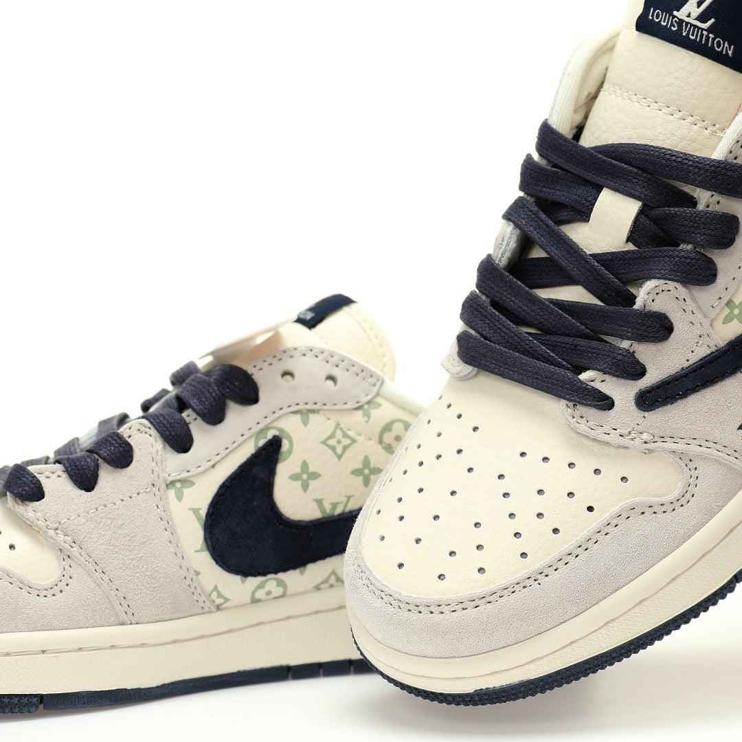 Custom Air Jordan 1 Low OG SP"Beige/Navy LV Monogram SneakerNational