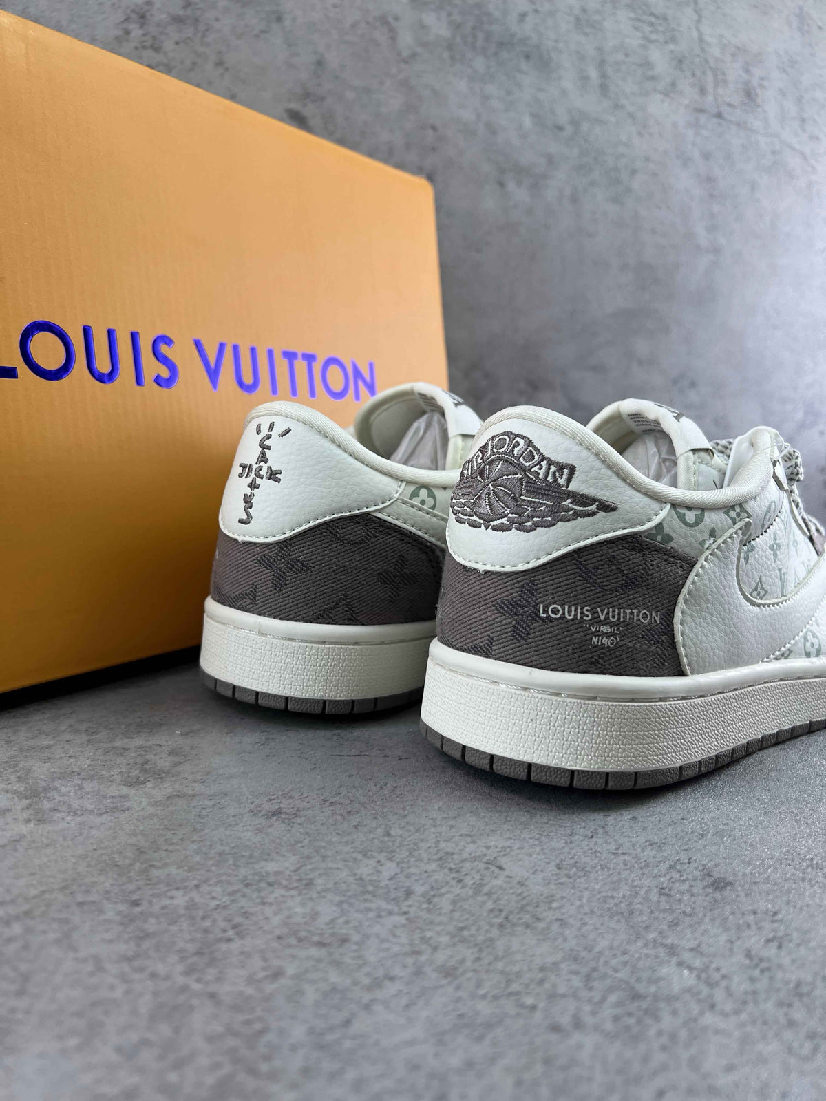 Custom Travis Scott x LV x Air Jordan 1 Low SJ2068 105 SneakerNational
