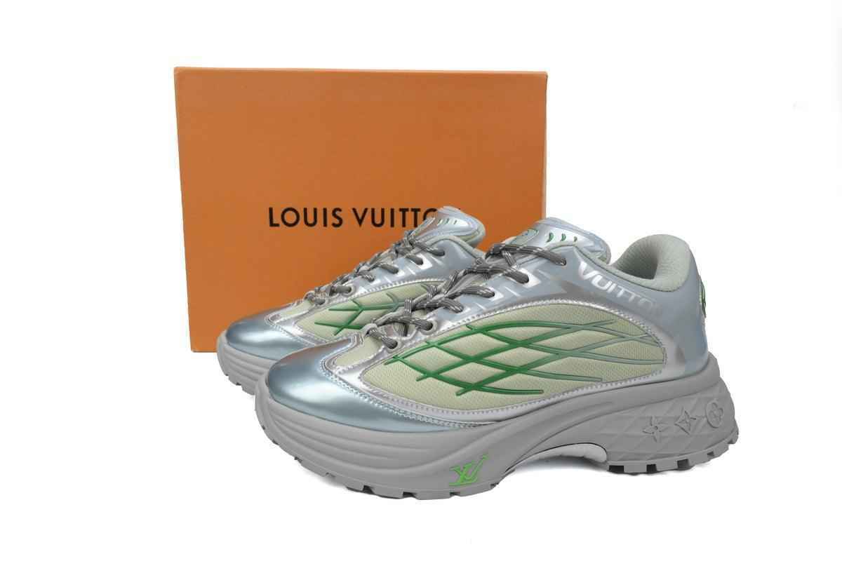 Custom LV Discovery Lace Up White Silver Green