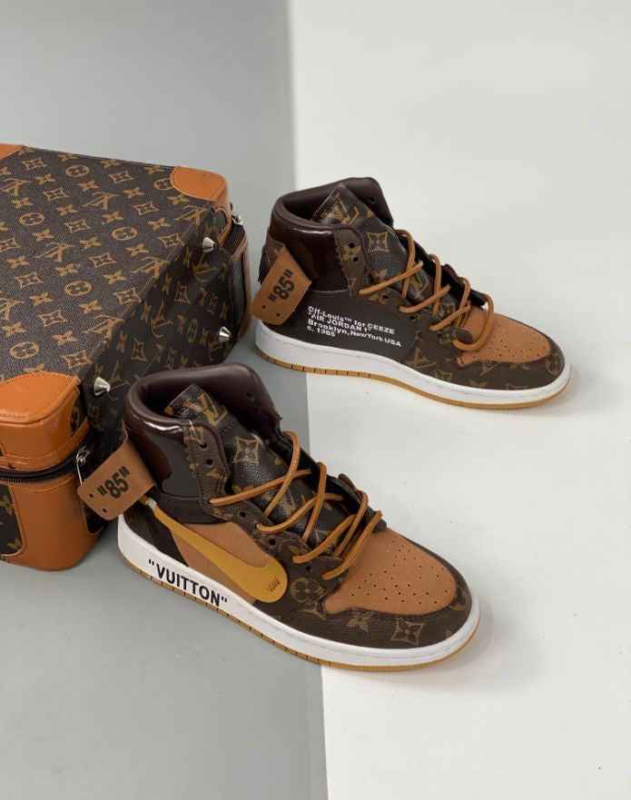 Custom Air Jordan 1 Monogram High Q  With Original Box