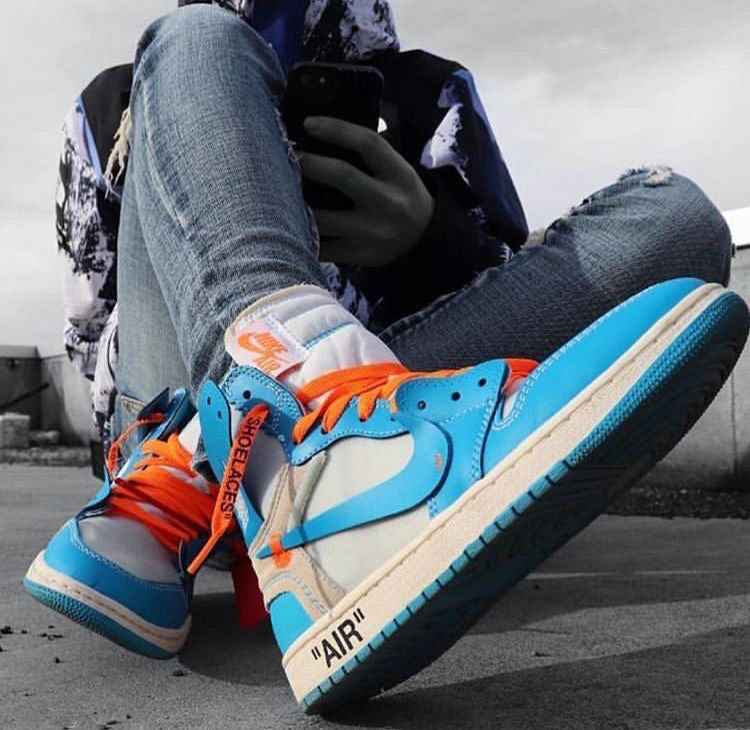 Custom Air Jordan 1 Retro High OG 'UNC' University Blue x OFF-W SneakerNational