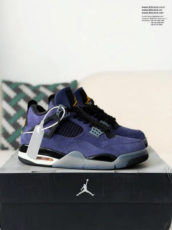 Air Jordan 4 Retro “Lakers” Sneakers – Purple, Gold, Black - OMYGOODS