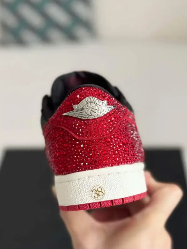 Air Jordan 1 Low “Bred Bling” Black & Red - OMYGOODS