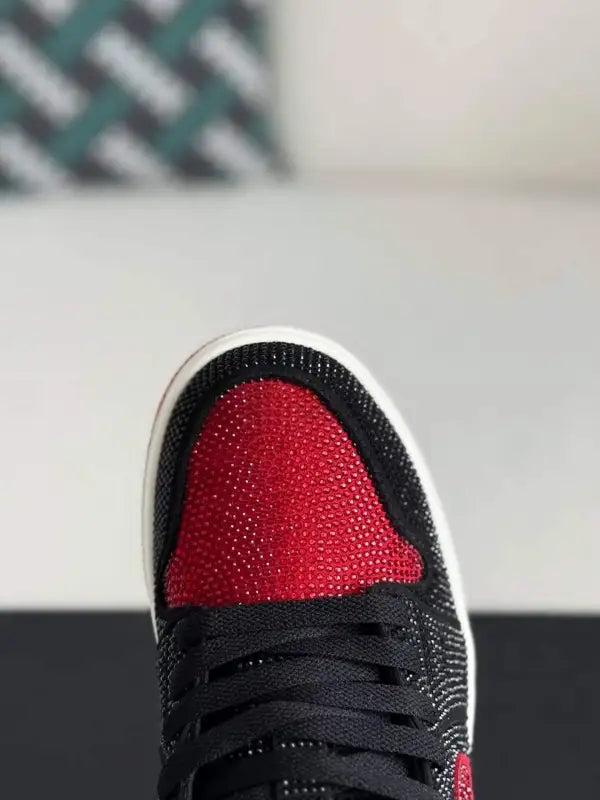 Air Jordan 1 Low “Bred Bling” Black & Red - OMYGOODS