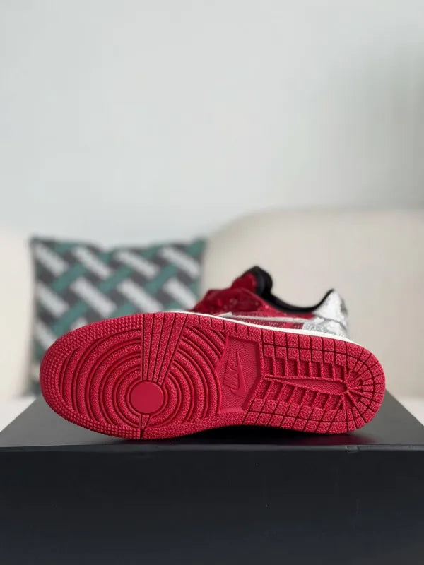 Air Jordan 1 Low “Crystal Red” Red & Silver Rhinestones - OMYGOODS