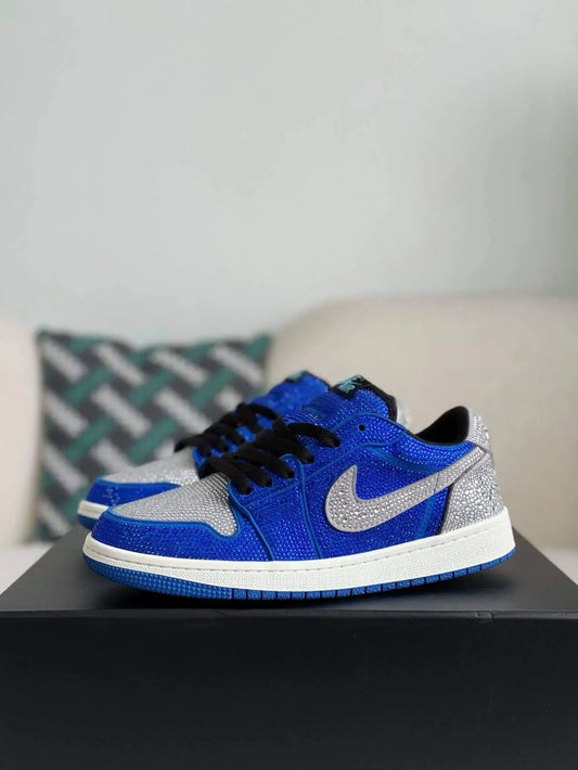 Air Jordan 1 Low “Royal Bling” Royal Blue & Silver rhinestones - OMYGOODS