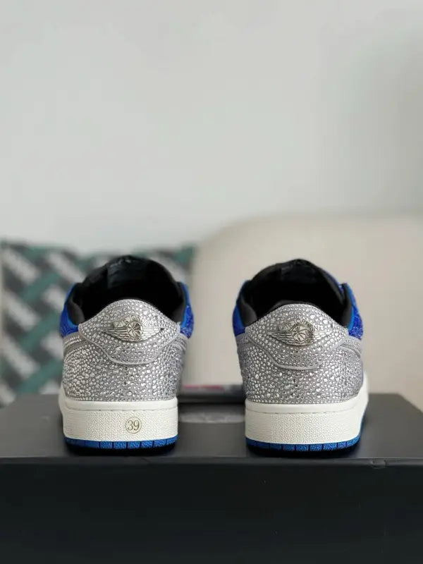 Air Jordan 1 Low “Royal Bling” Royal Blue & Silver rhinestones - OMYGOODS
