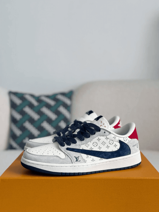 Louis Vuitton x Nike SB Dunk Low White Monogram Navy Red CUSTOM
