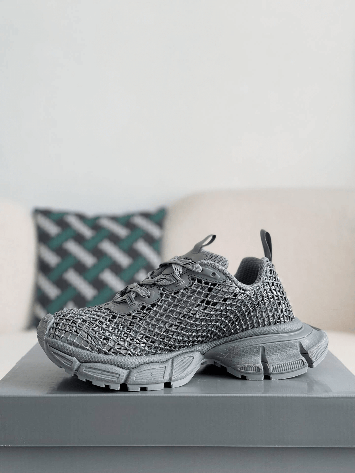 Balenciaga 3XL Sneaker Mesh Rhinestone – Grey CUSTOM