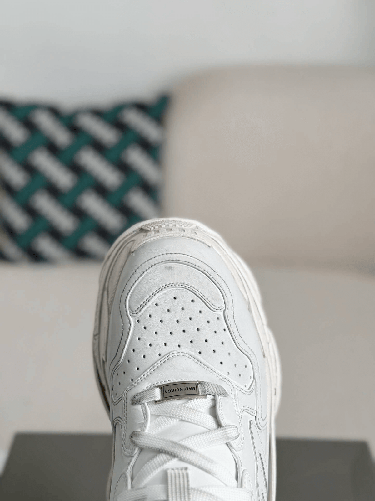 Balenciaga Triple S Sneaker – Triple White Leather & Mesh CUSTOM