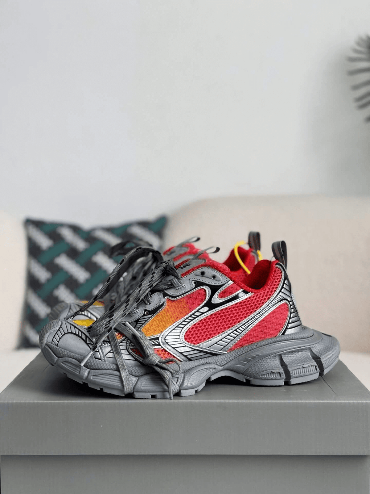 Balenciaga 3XL Sneaker – Red, Yellow & Metallic Silver CUSTOM