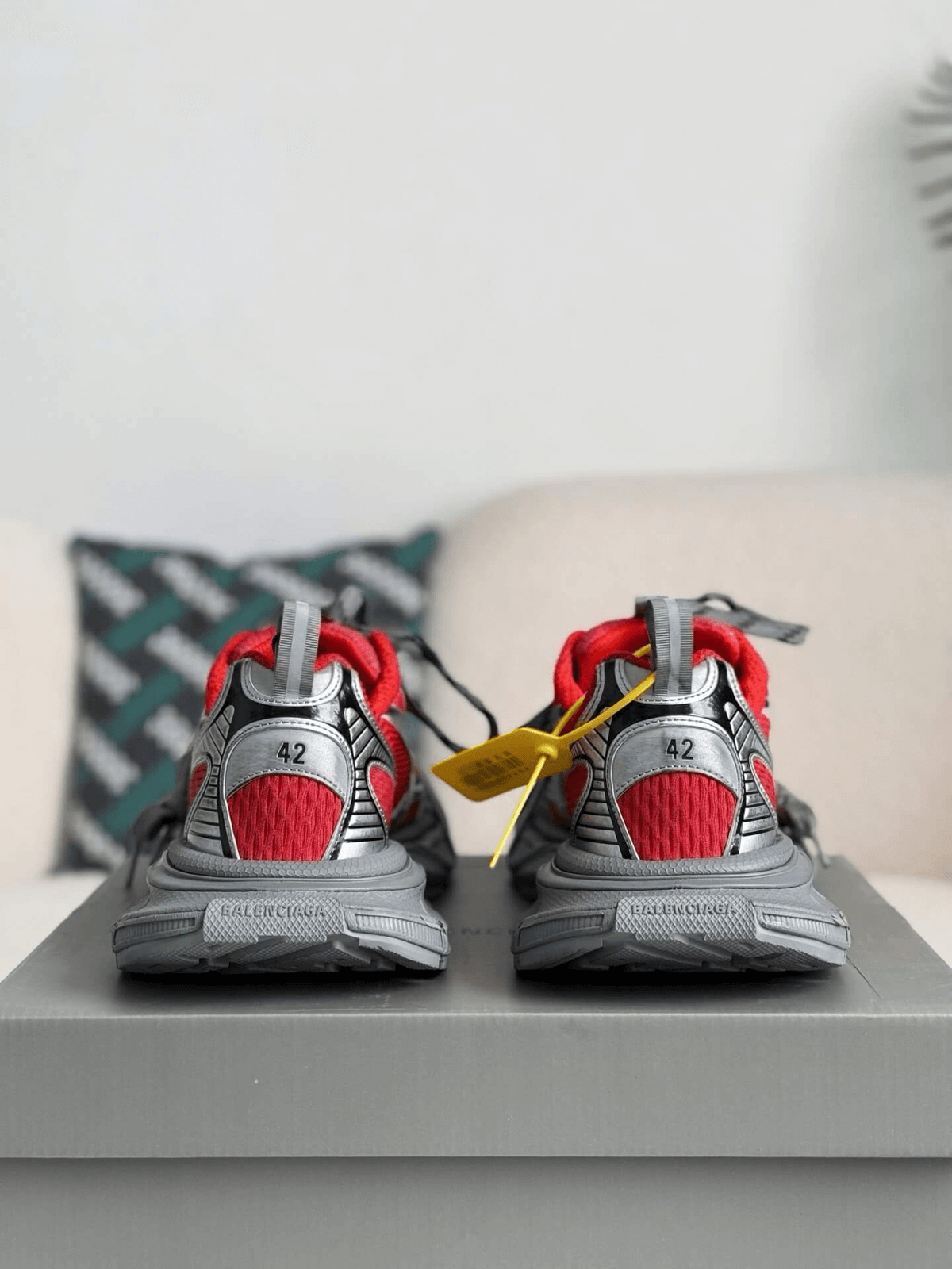 Balenciaga 3XL Sneaker – Red, Yellow & Metallic Silver CUSTOM