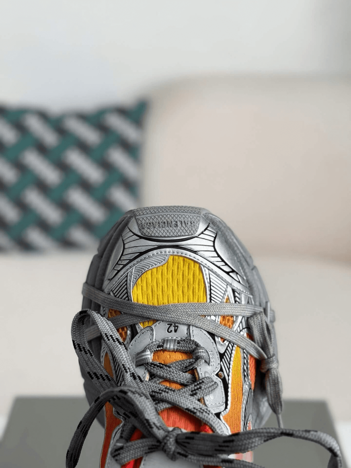 Balenciaga 3XL Sneaker – Red, Yellow & Metallic Silver CUSTOM