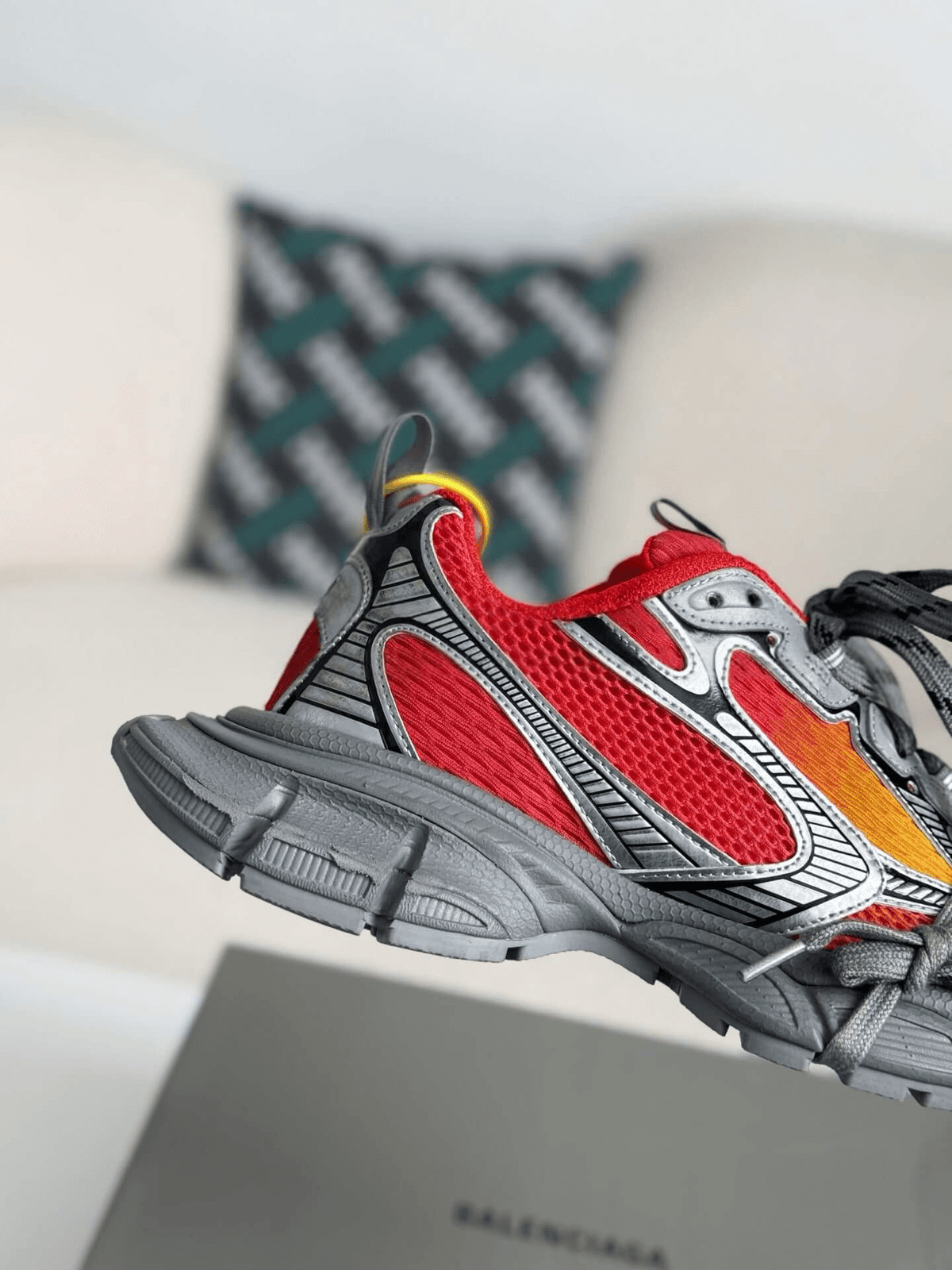 Balenciaga 3XL Sneaker – Red, Yellow & Metallic Silver CUSTOM
