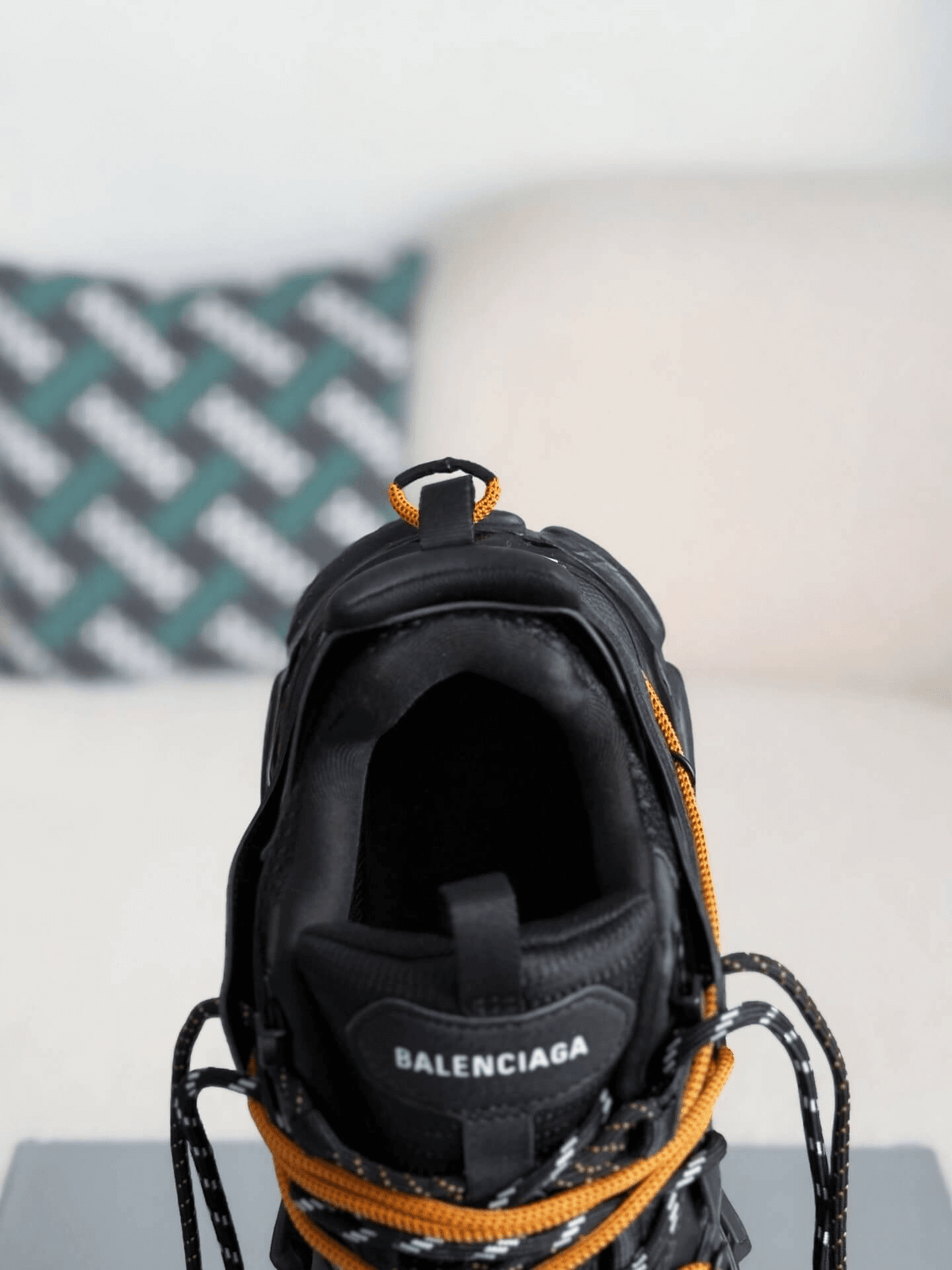 Balenciaga Track Sneaker – Black & Orange Hiking Laces CUSTOM