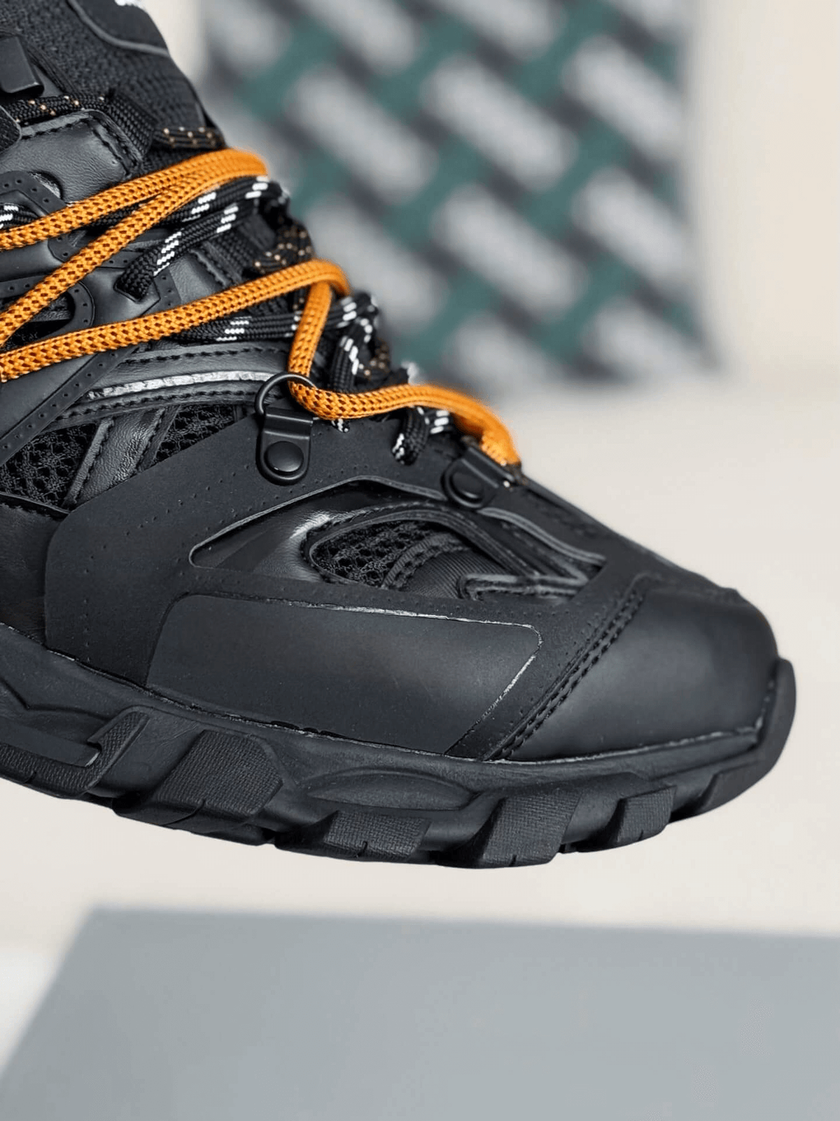 Balenciaga Track Sneaker – Black & Orange Hiking Laces CUSTOM