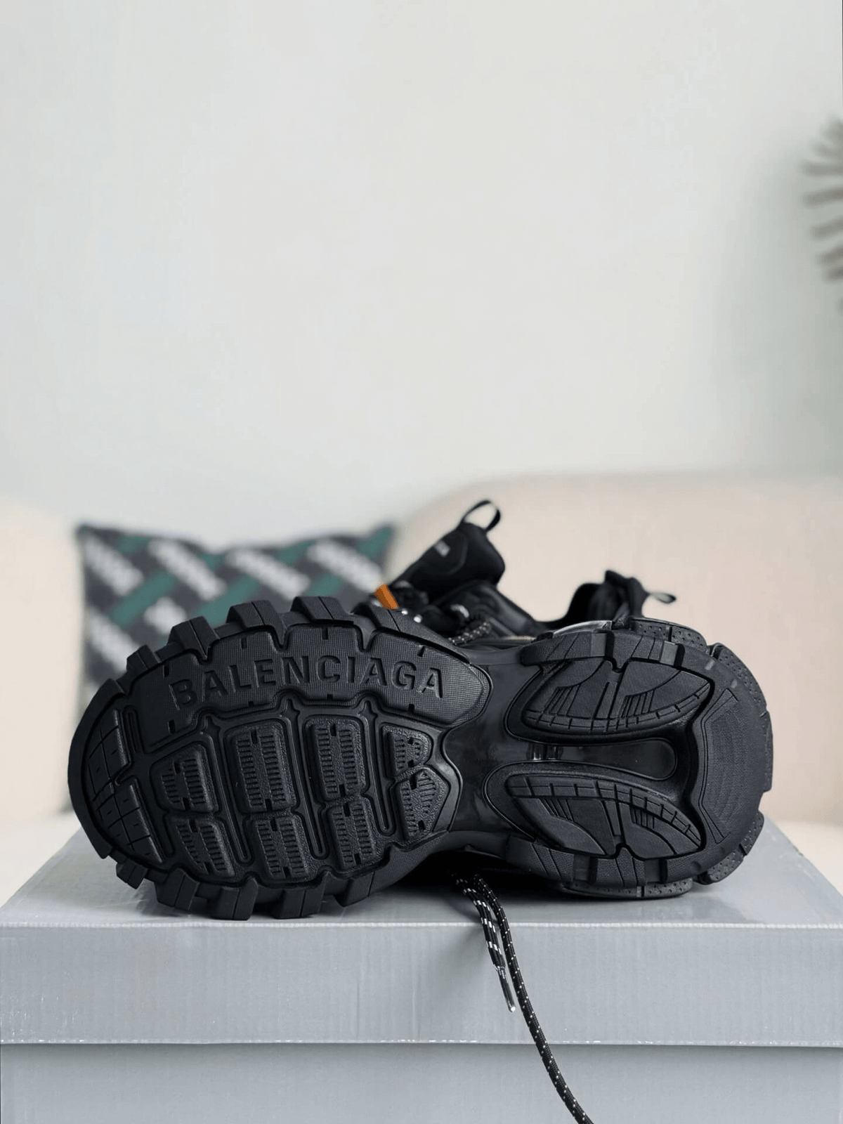 Balenciaga Track Sneaker – Black & Orange Hiking Laces CUSTOM