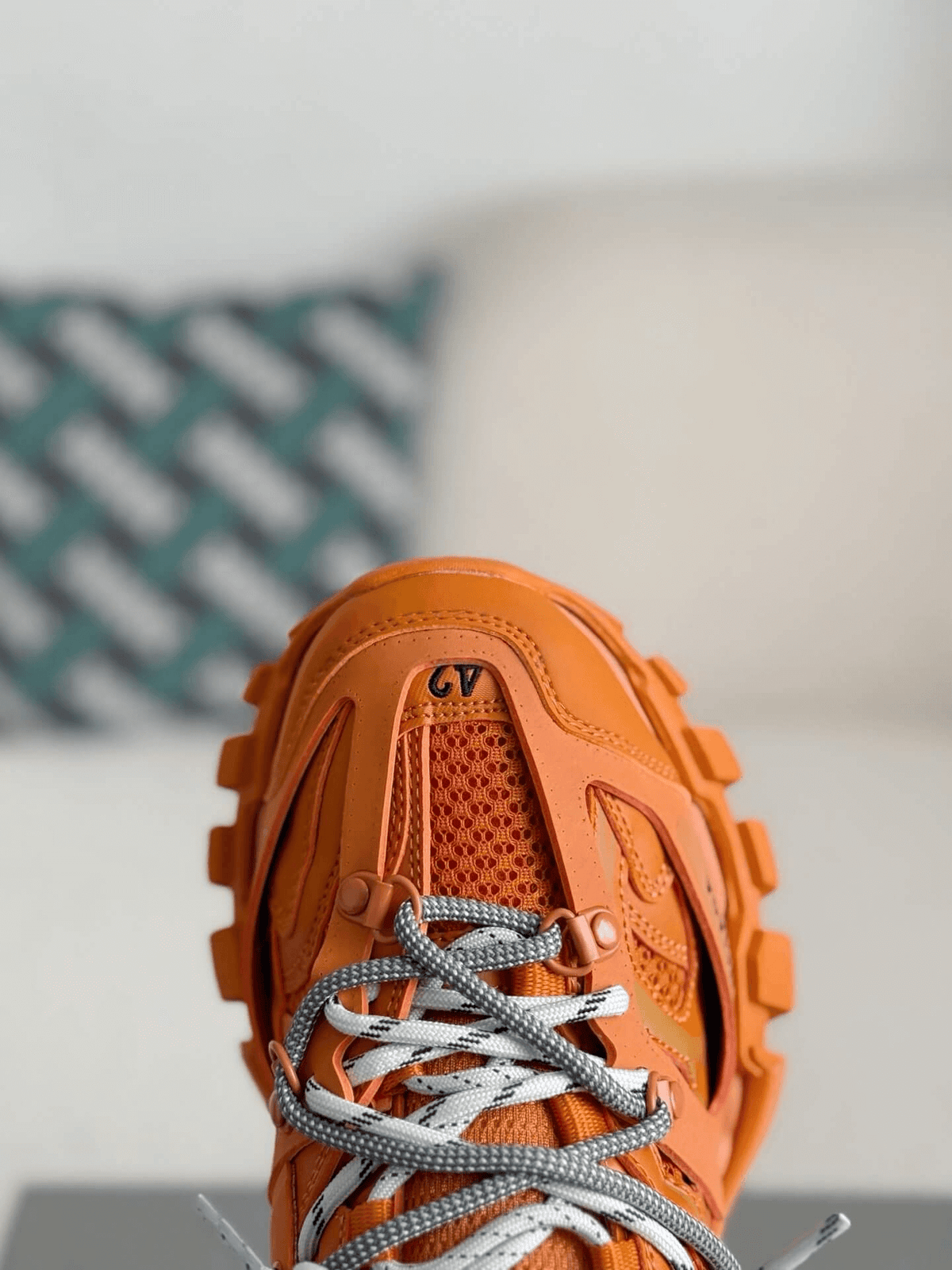 Balenciaga Track Sneaker in Orange with Grey Trail Laces CUSTOM
