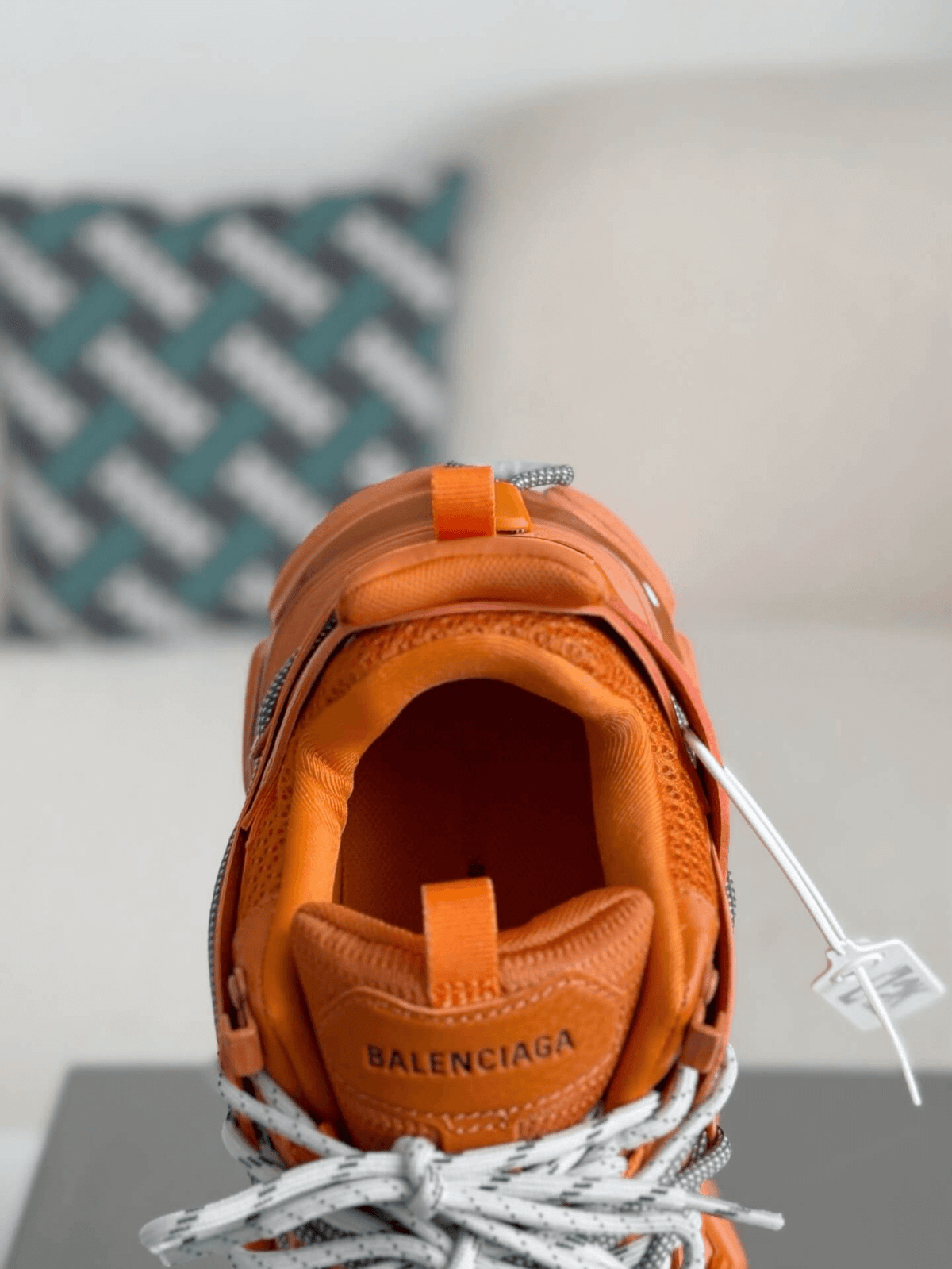 Balenciaga Track Sneaker in Orange with Grey Trail Laces CUSTOM