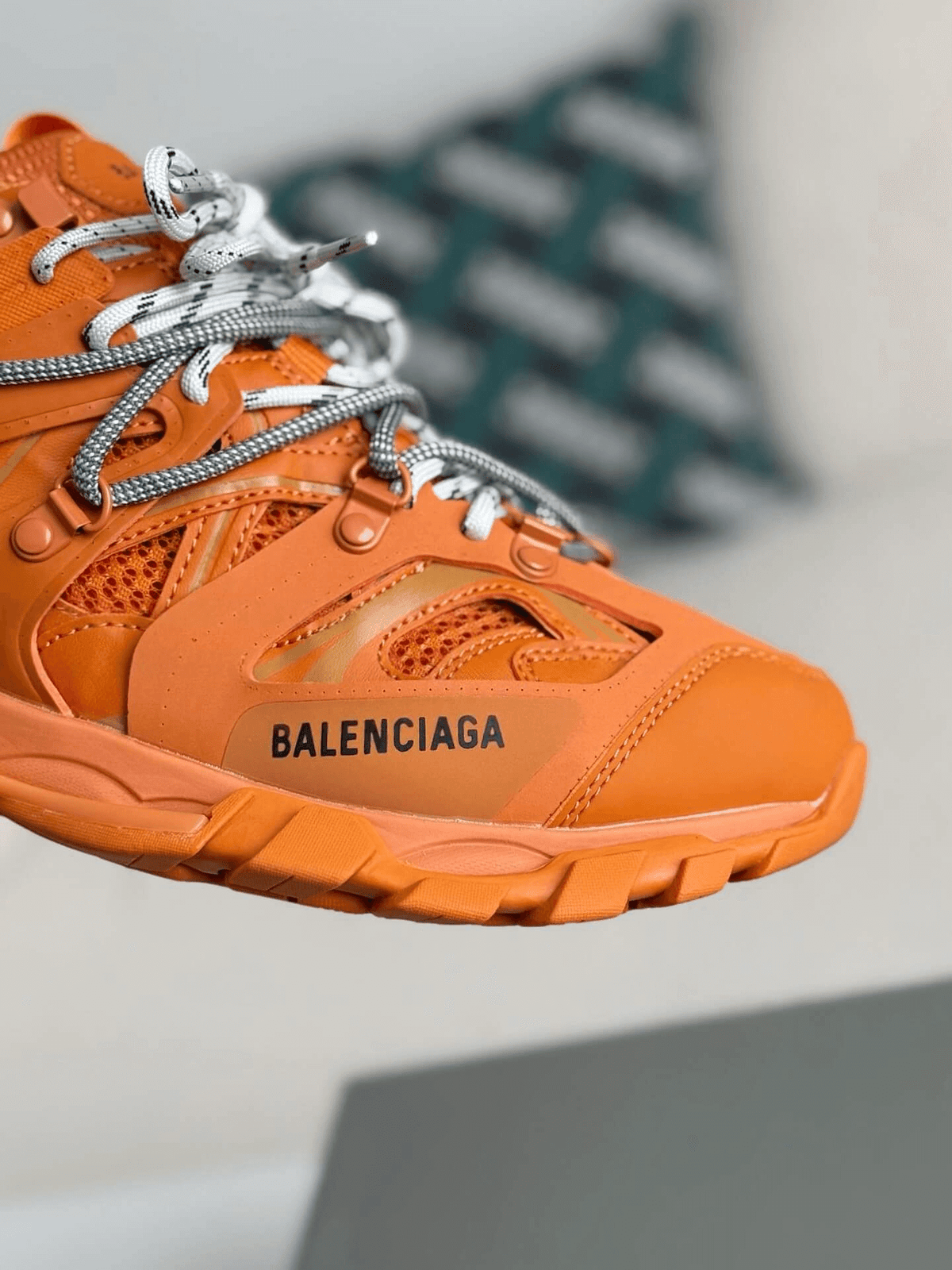 Balenciaga Track Sneaker in Orange with Grey Trail Laces CUSTOM