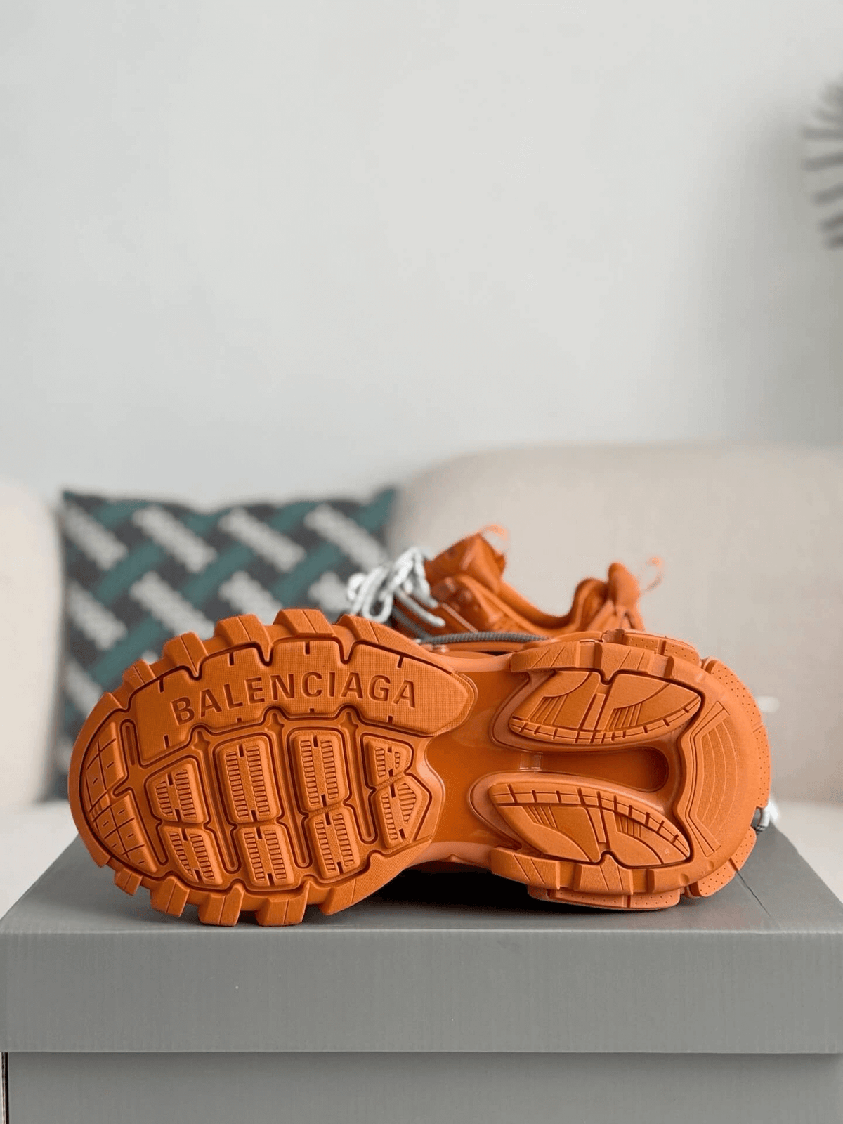 Balenciaga Track Sneaker in Orange with Grey Trail Laces CUSTOM