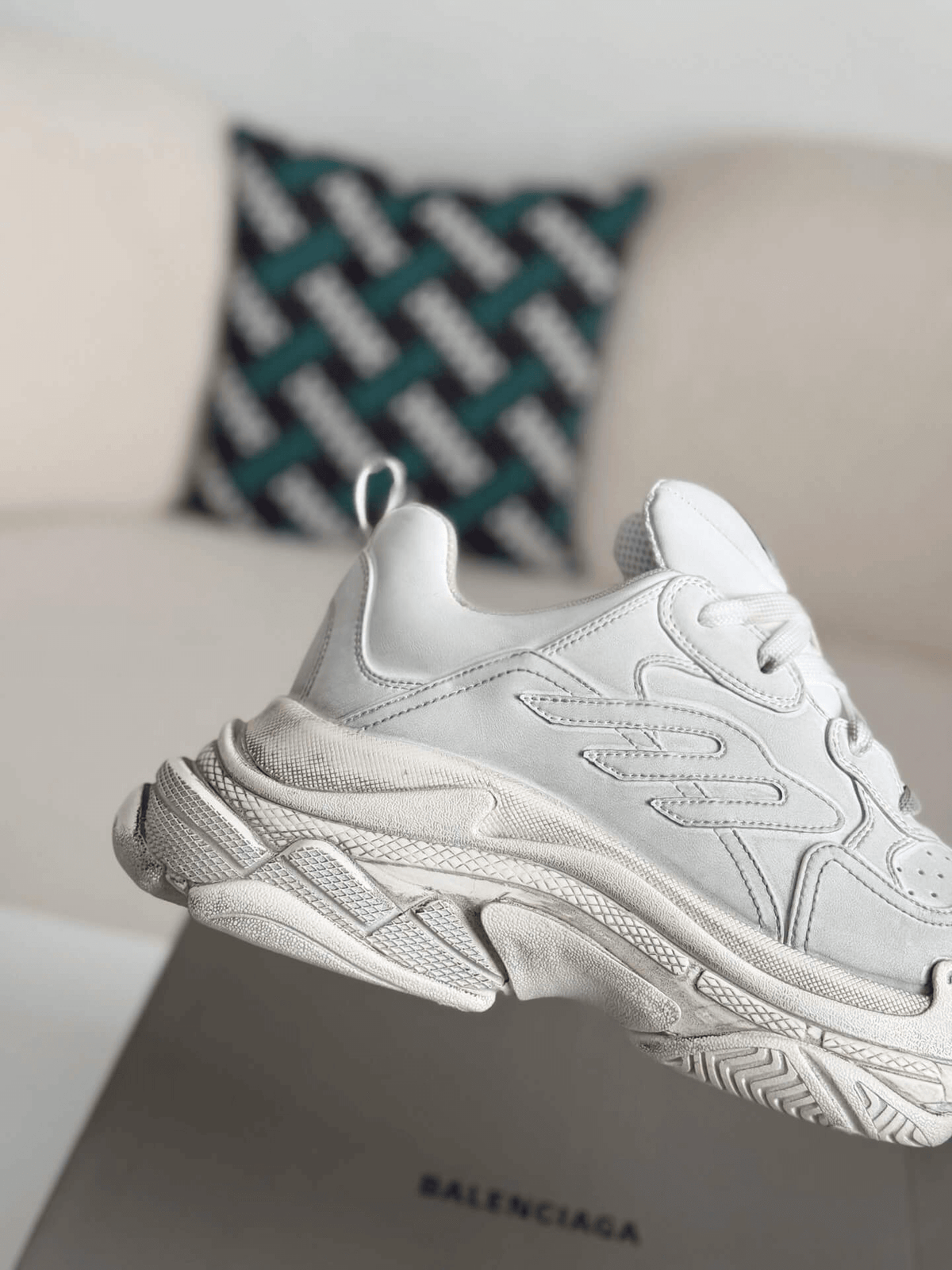 Balenciaga Triple S Sneaker – Triple White Leather & Mesh CUSTOM