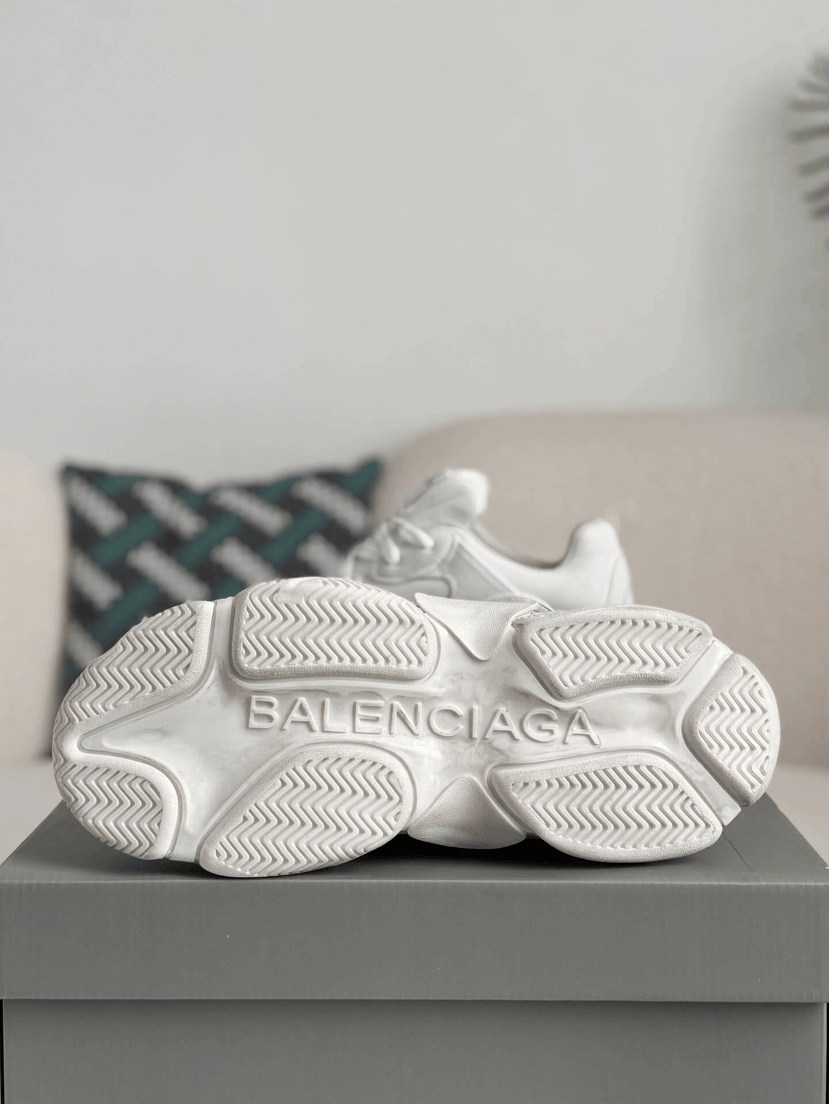 Balenciaga Triple S Sneaker – Triple White Leather & Mesh CUSTOM