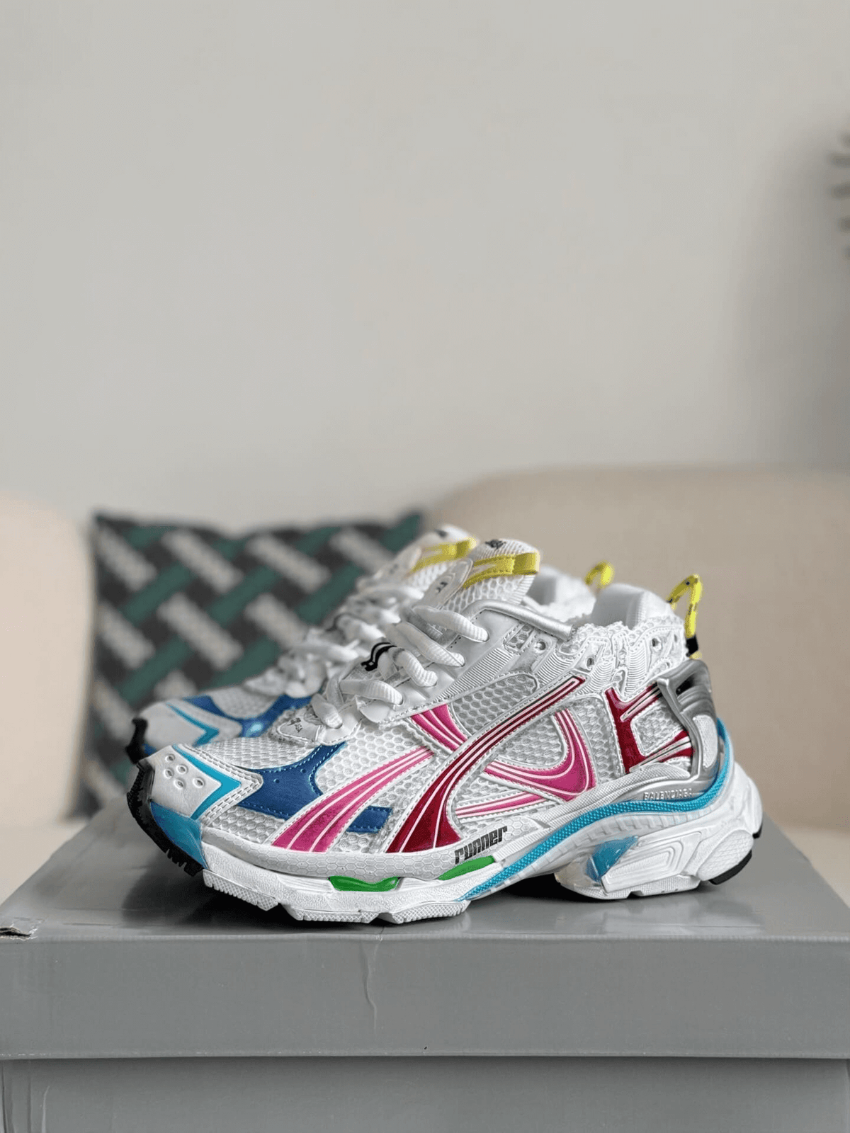 Balenciaga Runner Sneaker – Multi-Color White, Pink & Blue CUSTOM