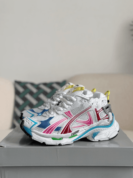 Balenciaga Runner Sneaker – Multi-Color White, Pink & Blue CUSTOM