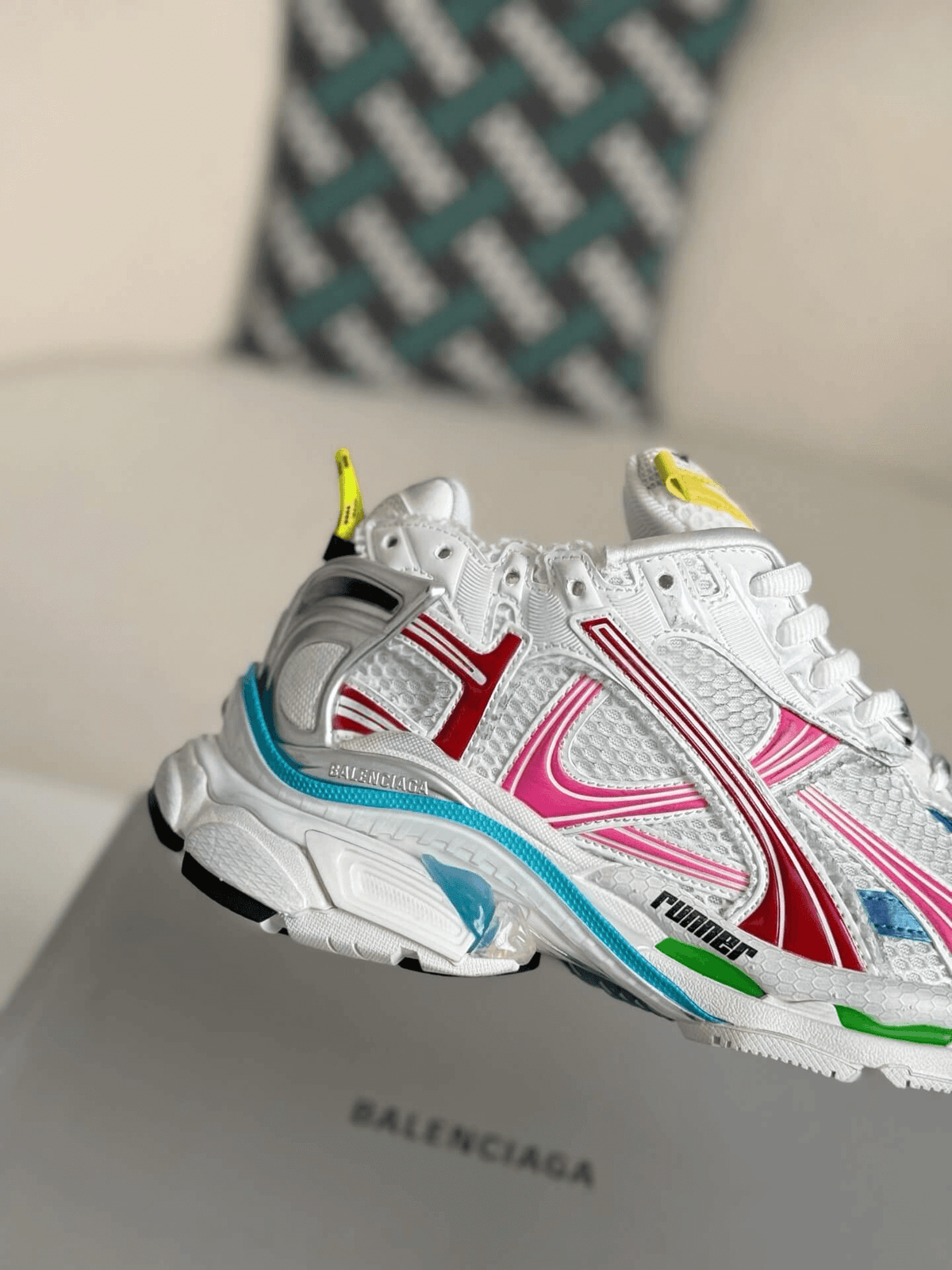 Balenciaga Runner Sneaker – Multi-Color White, Pink & Blue CUSTOM