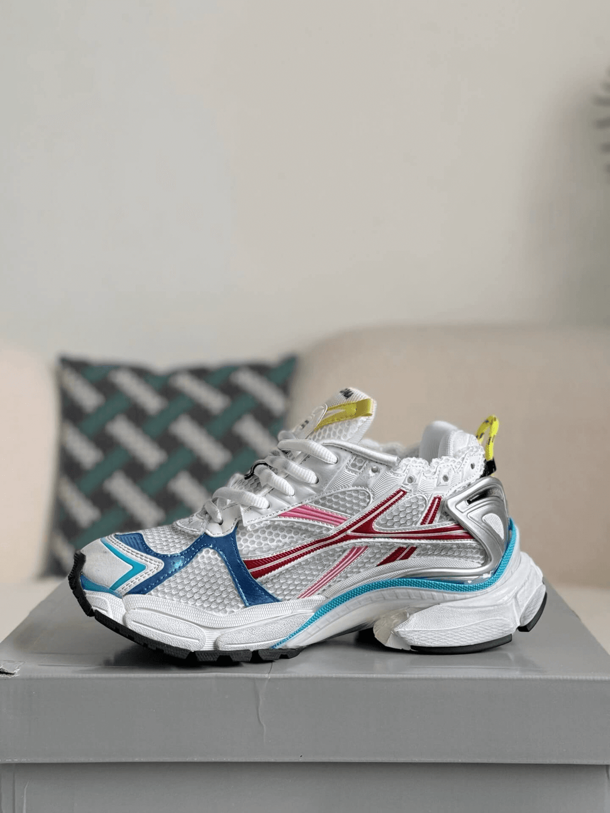 Balenciaga Runner Sneaker – Multi-Color White, Pink & Blue CUSTOM