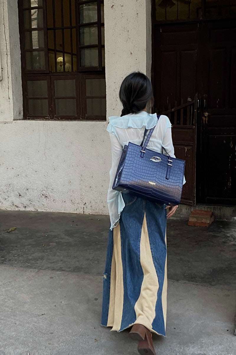 Crocodile Pattern Logo Tote Bag - Notkicks