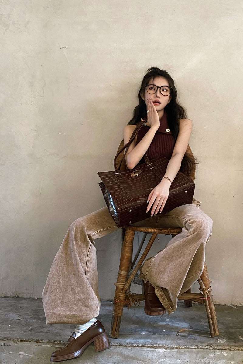 Crocodile Pattern Logo Tote Bag - Notkicks